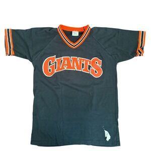 Rawlings SF Giants Jersey Tee Mens M Black Vintage MLB V-Neck Sportswear Retro